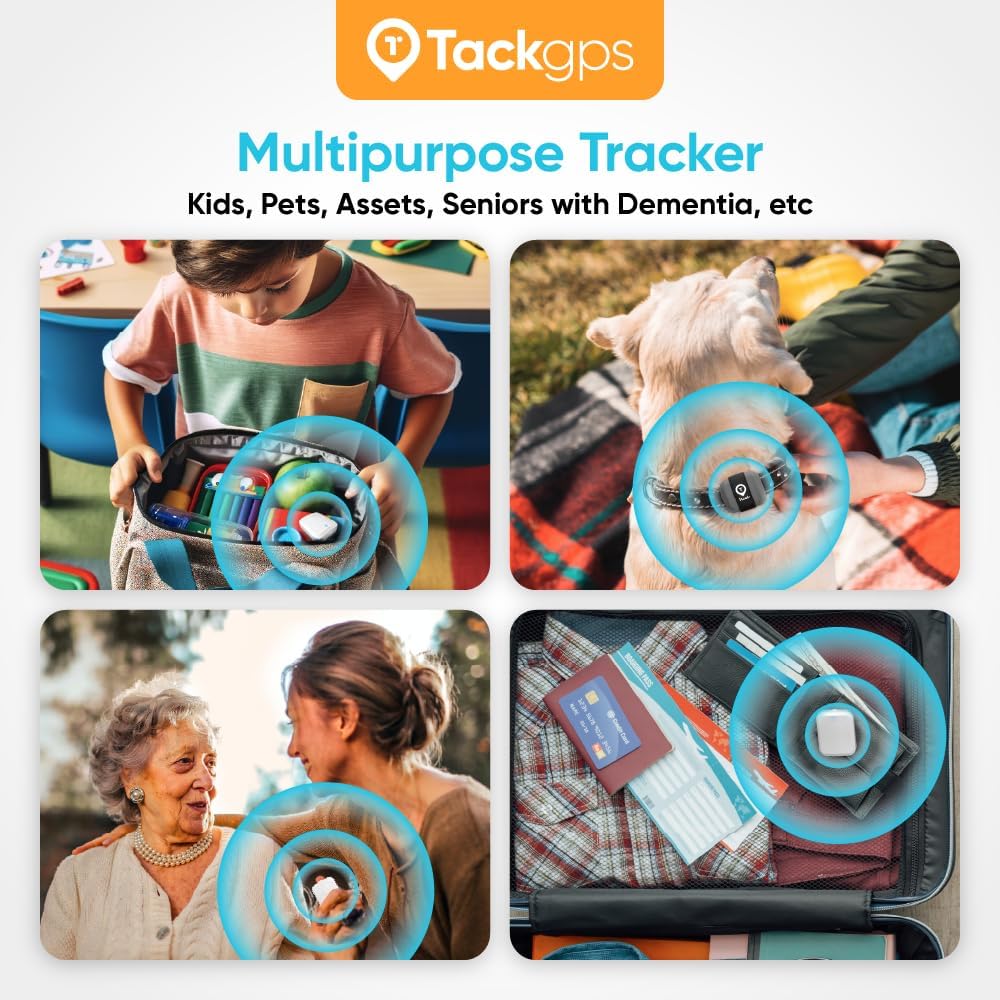 Tack GPS [Lowest Monthly fee| 30 Days Battery Life| FCC Certified] -Child, Kids, Pet, Dog, Cat, Elderly, Alzheimer, Car, Vehicle, Bike, Personal Tracking Device. GPS +WiFi +Cellular