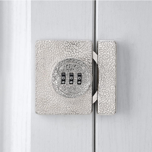 Silvery Cabinet Lock,3 Digit Password Keyless,Anti Pry Mechanical Password Lock,Protect Privacy,for Drawer,Cabinets,Locker, Closet,Windows,Sliding Door,Bathroom,and Garden
