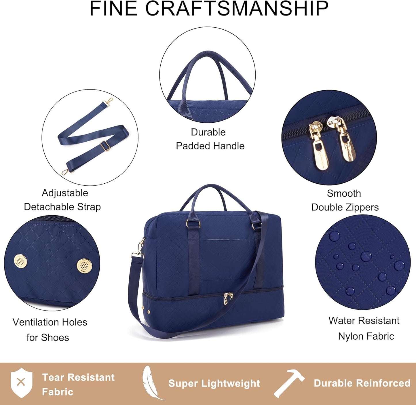 Soperwillton Women Travel Duffel Bags Carry On Overnight Bag with Shoe Compartment & Toiletry Pouch Gym Bag with Wet Pocket