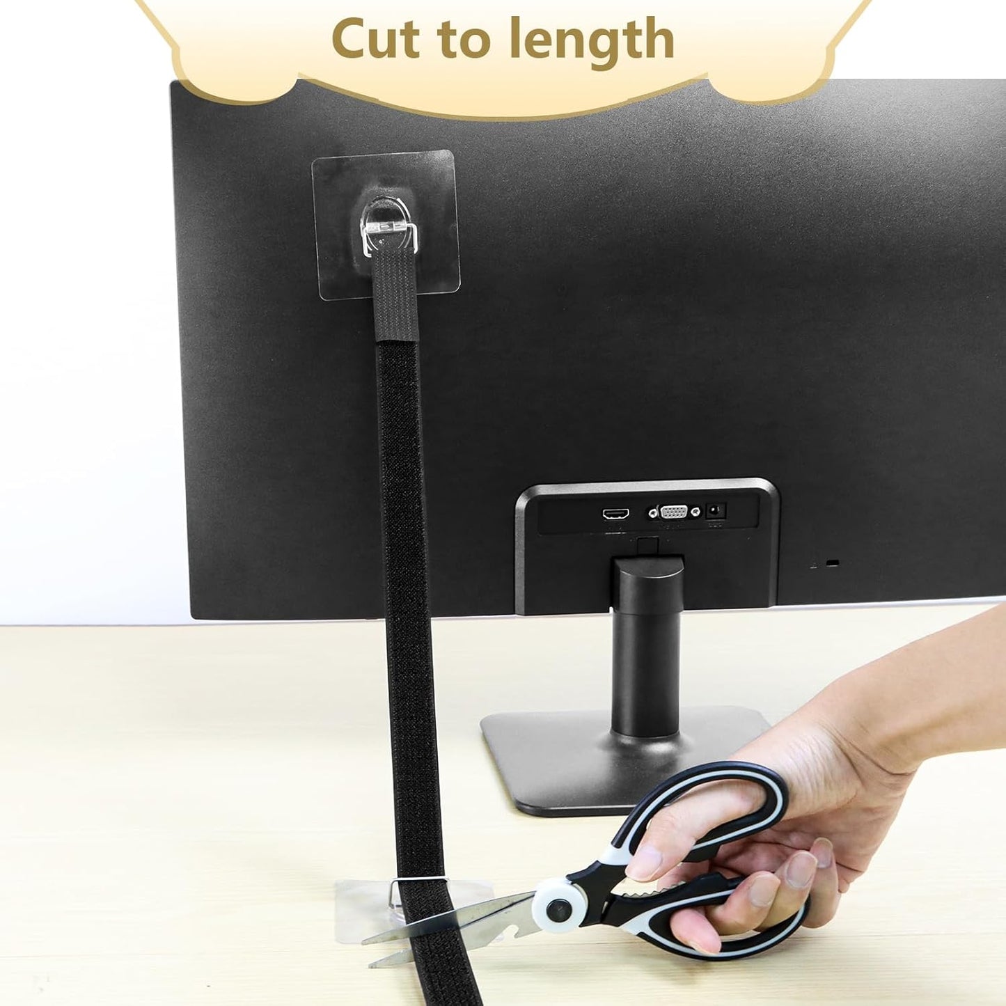 4 Pack Cut to Length TV Safety Straps for Flat Screen, No-Drill Adjustable Anti-Tip Earthquake Straps for TV and Furniture，Including 1in*16ft Hook and Loop Straps with 8 Adhesive Anchors