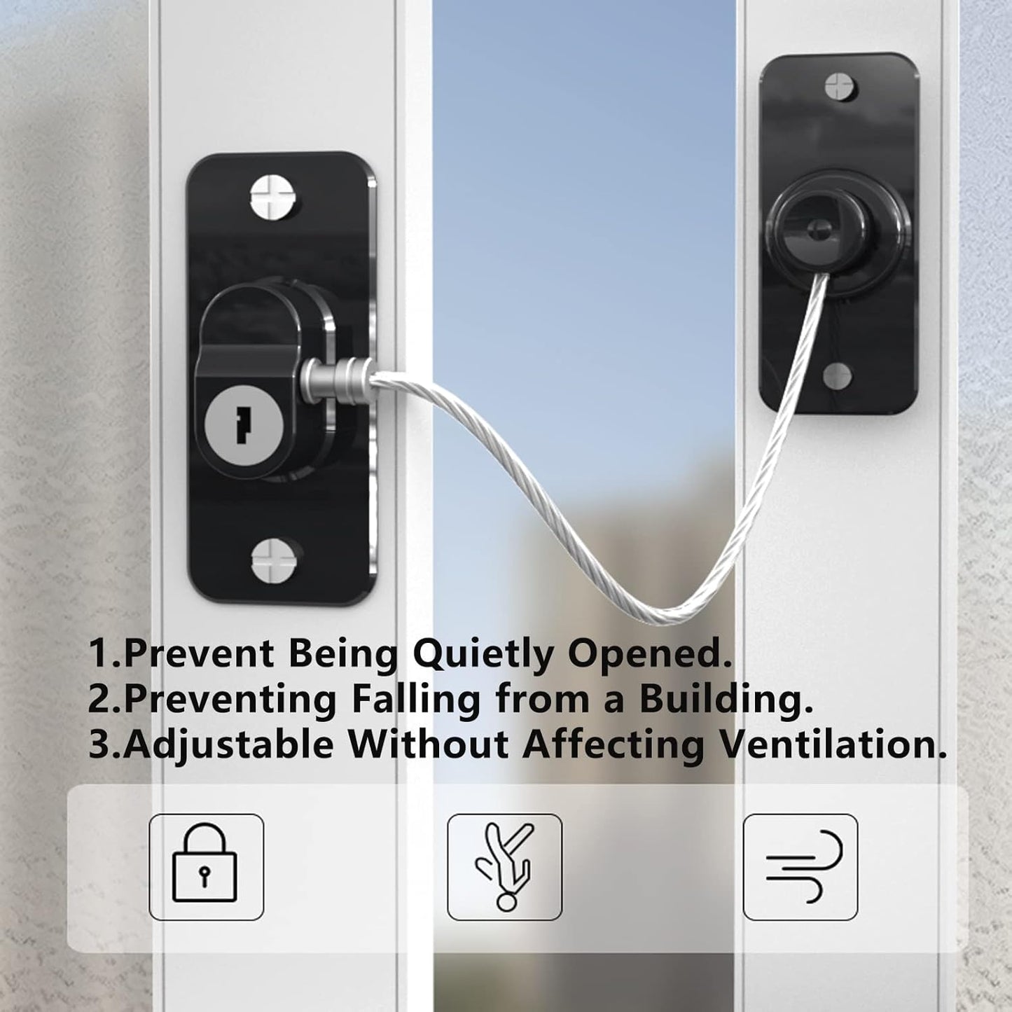 Refrigerator Lock with Key, Fridge Locks,Lock for Fridge Freezer, Cabinets and Drawers, Air Oven Air Fryer, Closets, Windows, 2 Pack Refrigerator Lock with 4 Keys (Black-Mini)