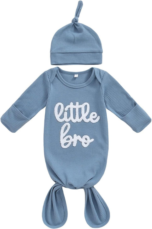 Newborn Boy Girl Coming Home Outfit Baby Infant Sleeper Gown Nightgown Outfits Cute Fall Winter Pajamas and Hat