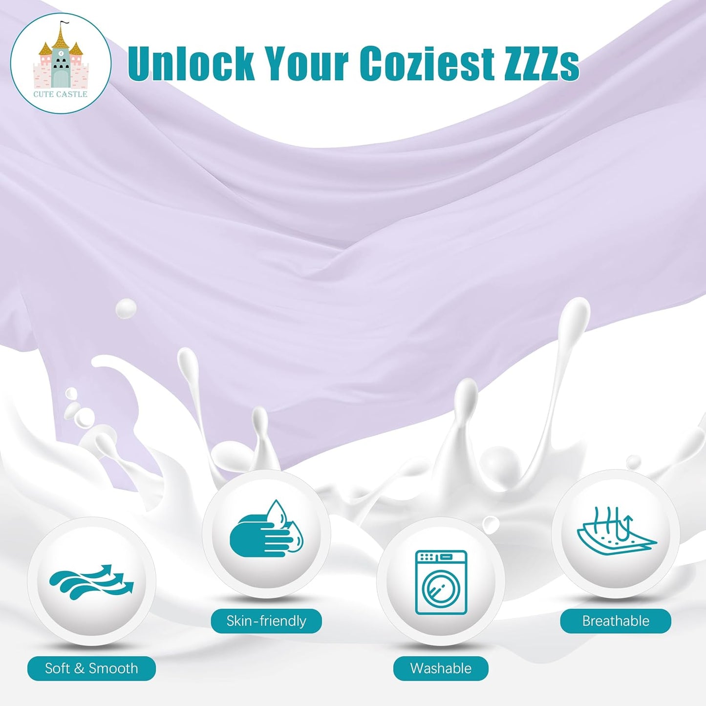 Cute Castle Pregnancy Pillows, Soft U-Shape Maternity Pillow with Removable Cover - Full Body Pillows for Adults Sleeping - Pregnancy Must Haves - Jumbo 57 Inch - Purple