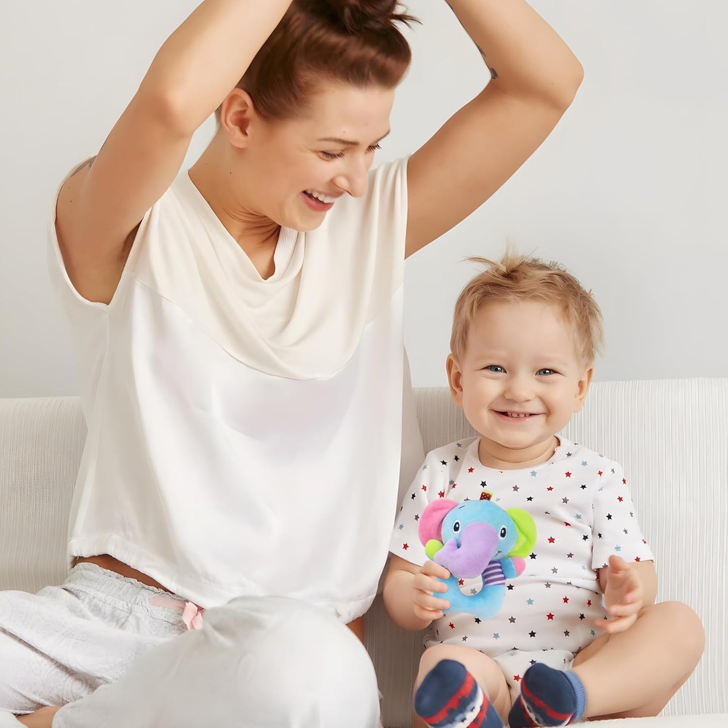 BLOOBLOOMAX Sock rattles for Babies 0-24 Months Baby Animal Foot Finder Educational Toys