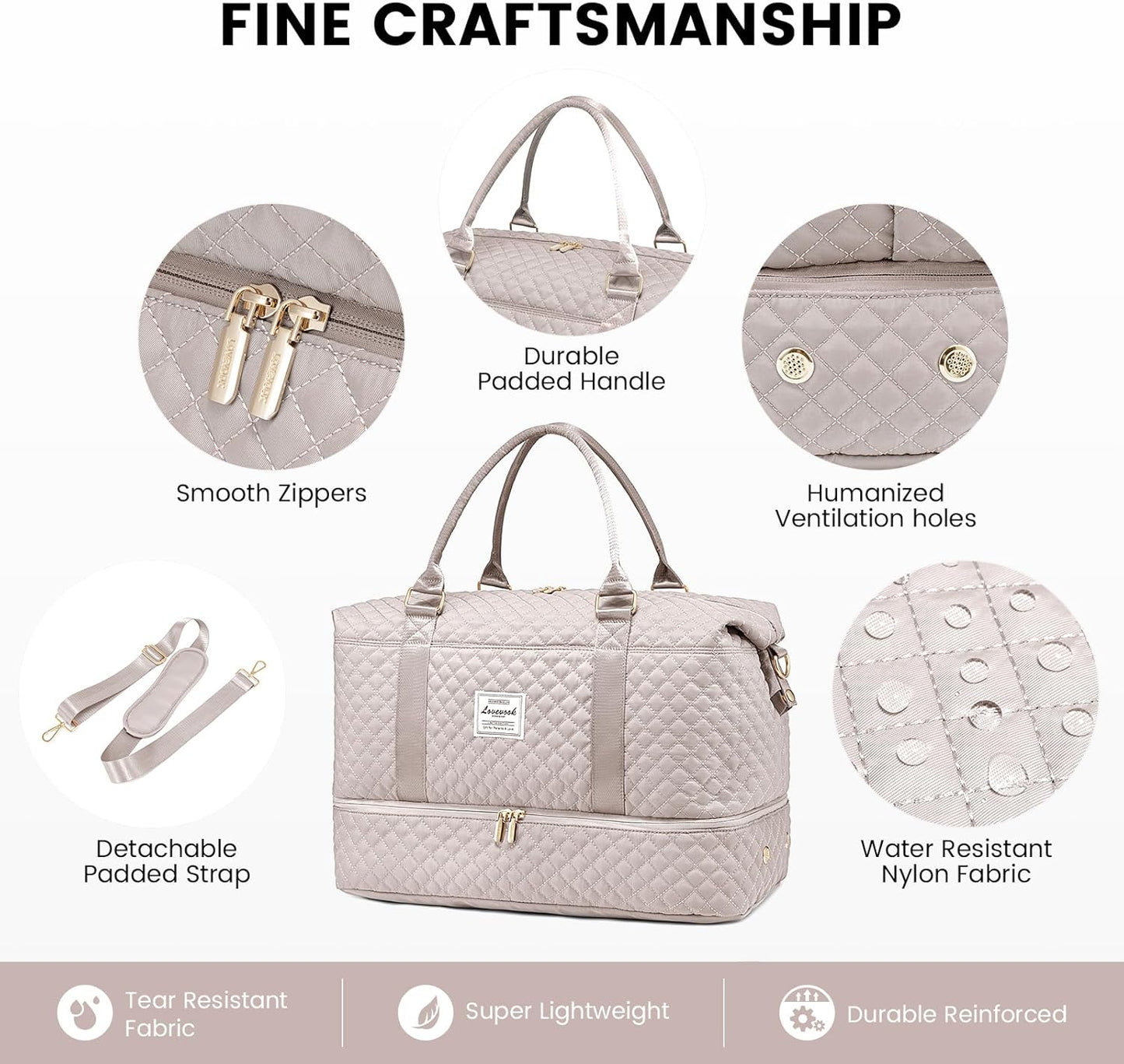 LOVEVOOK Travel Duffle Bag,Weekender Bags for Women with Shoe Compartment，Carry on Overnight Bag with Toiletry Bag,Gym Duffel Bag with Wet Pocket, Hospital Bags for Labor and Delivery