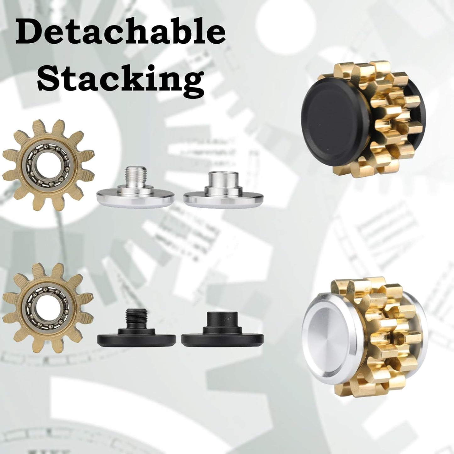 Metal Fidget Spinner for Adults, Small Mini Hand Toys, Copper Gear Linkage Fidget Blocks, Stacking Extendable Fingears Gyro, Bearing, Autism Sensory ADHD Anxiety Reduce