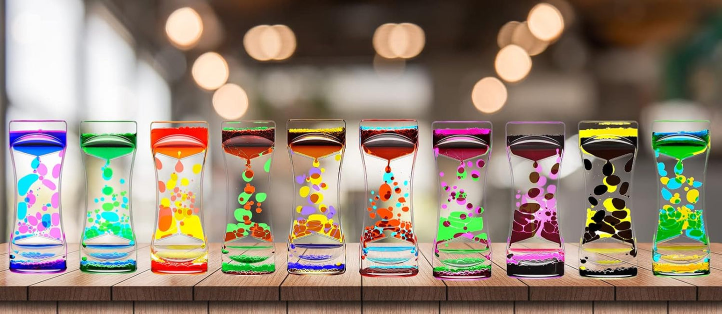 Liquid Motion Bubbler Timer Set of 1 for Home Office Desk Toys, Oil Water Timers for Kids Adults, Sensory Toys, Fidget Toy, Autism Toys, Calm Relaxing Activity, Blue Yellow