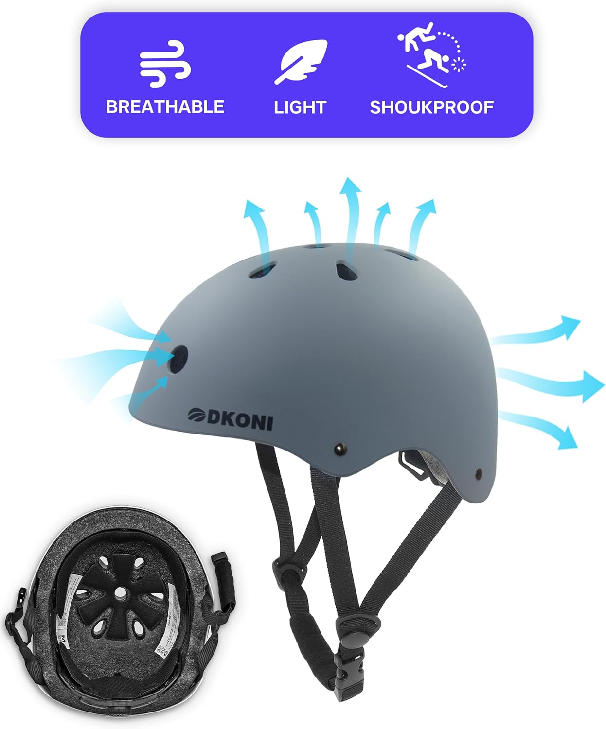 Kids Bike Helmet, Adjustable and Multi-Sport, from Toddler to Youth, 3 Sizes