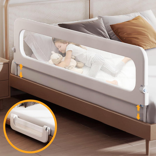 Baby Bed Guard Rail for Toddler - 78.7in Adjustable Heights, Swing Down Bedrail, Extra Tall Child Safety Side Railing Guards for Kids - Toddler Bed Rail for Queen, King, Twin, and Bunk Size Beds