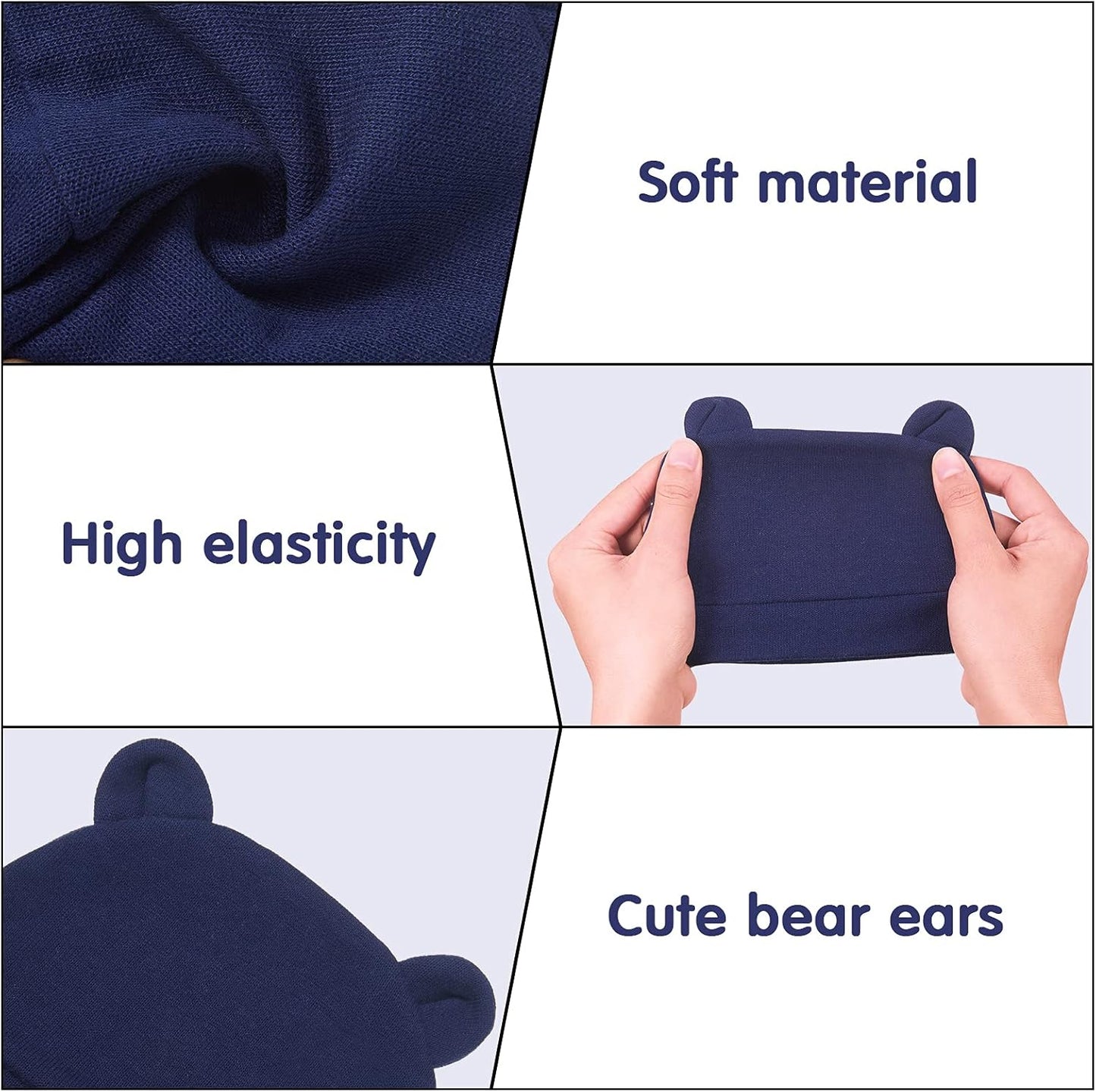 Geyoga 6 Pieces Newborn Baby Hat Bear Ears Infant Caps Baby Boy Girl Toddler Hats Infant Beanie Caps for 0-3 Months