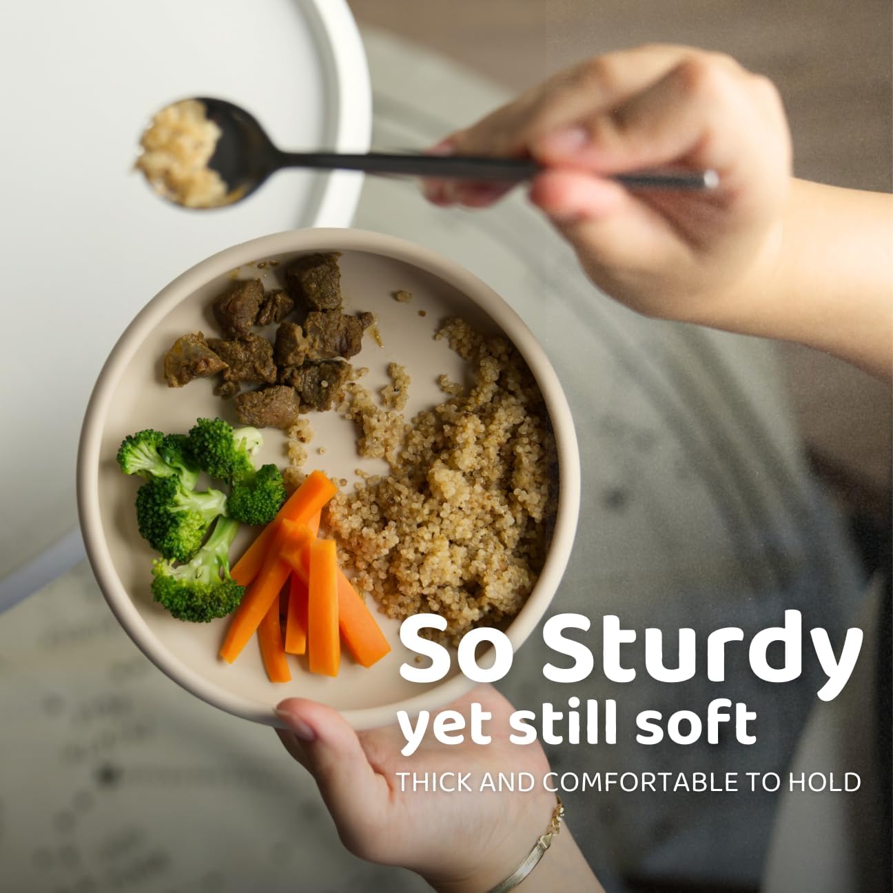 Solid Plate, Weighted Baby Toddler Plate, Silicone Plates for Baby, No-Division Kid Plates, Microwave & Dishwasher Safe Silicone Plate for Toddlers, No BPA, Blue Hour