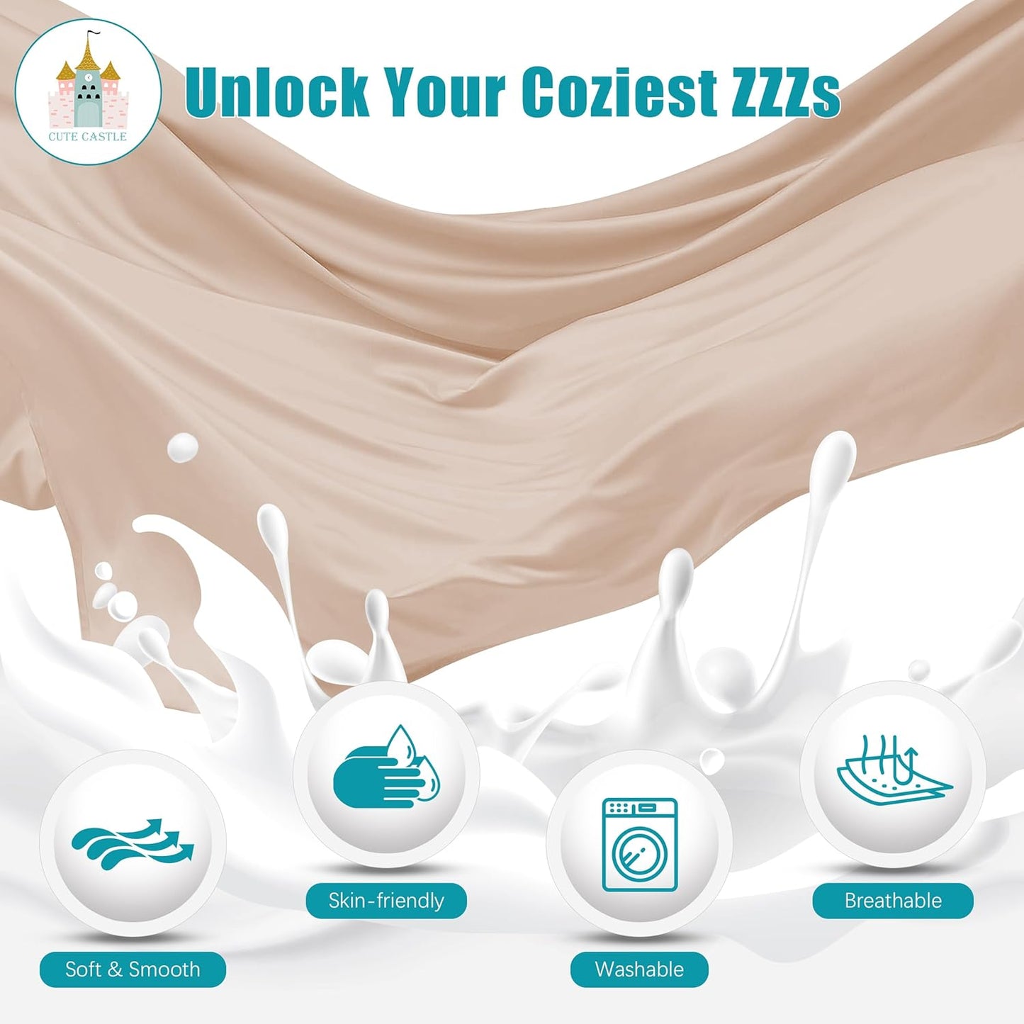 Cute Castle Pregnancy Pillows, Soft U-Shape Maternity Pillow with Removable Cover - Full Body Pillows for Adults Sleeping - Pregnancy Must Haves - Jumbo 57 Inch - Brown