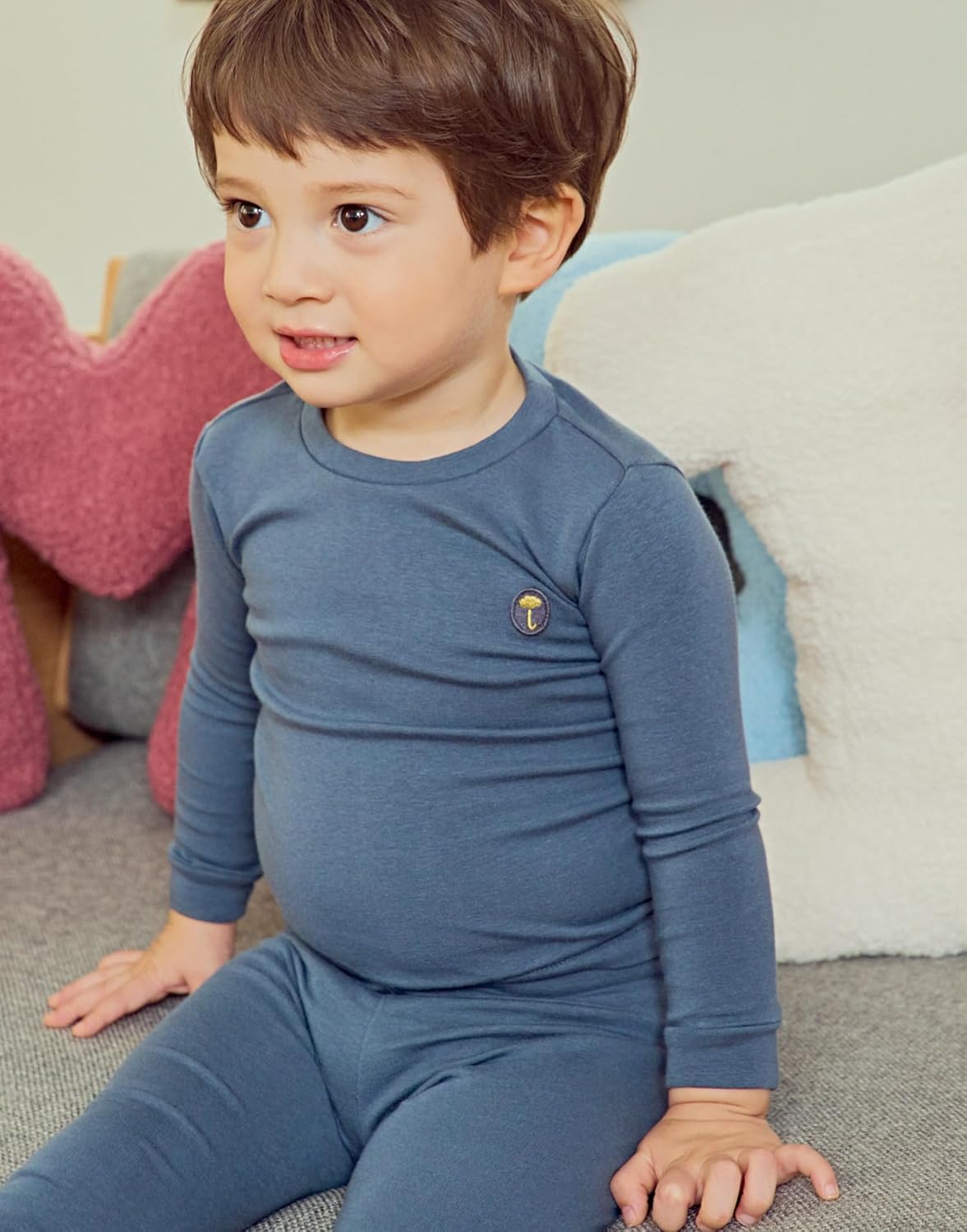 moimoln 6M-8Y Modal Cotton Solid Soft Breathable Baby Toddler Boys Girls Snug fit Pjs Long Sleeve Pajamas Set Sleepwear Daily