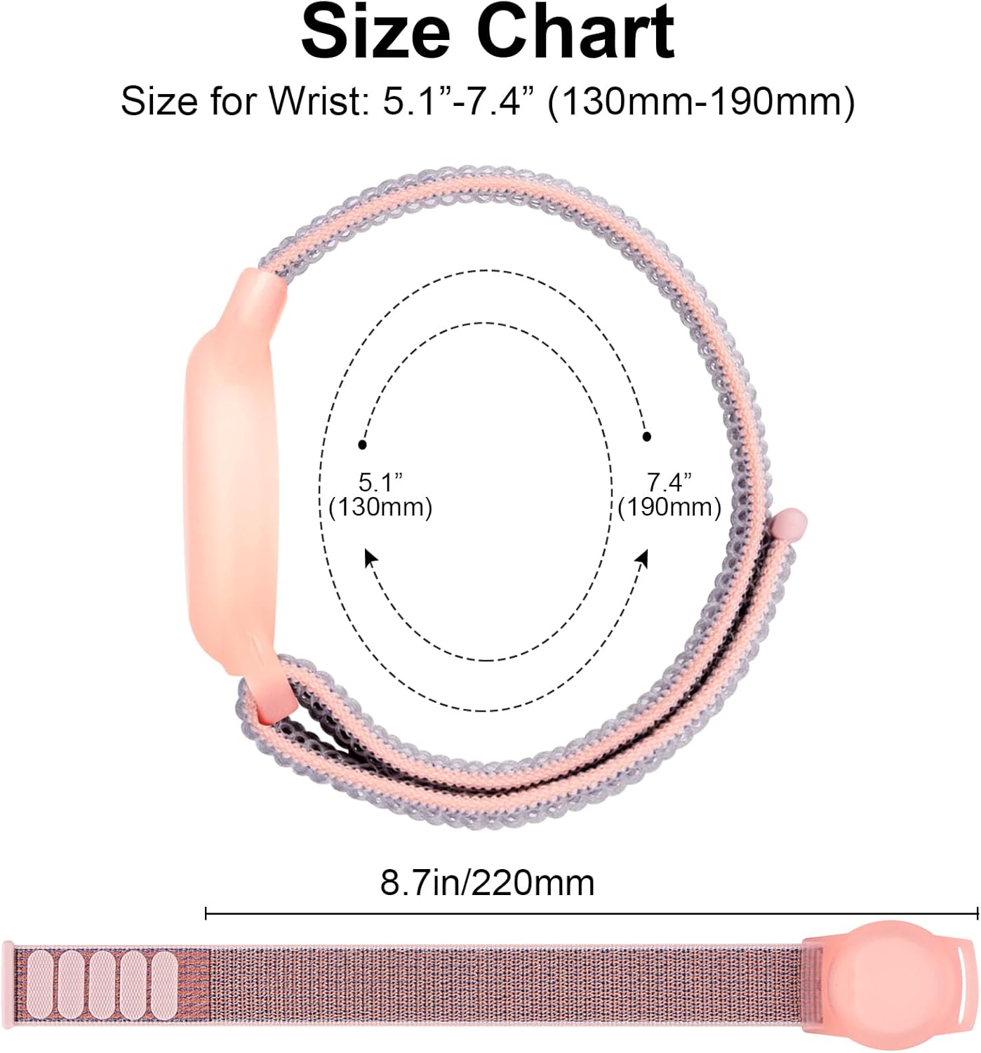 Vancle Kids Wristband for Apple AirTag, Protective Case for Air Tag GPS Tracker Holder with Nylon Bracelet, Adjustable Anti Lost Watch Band for Toddler Baby Children Elders