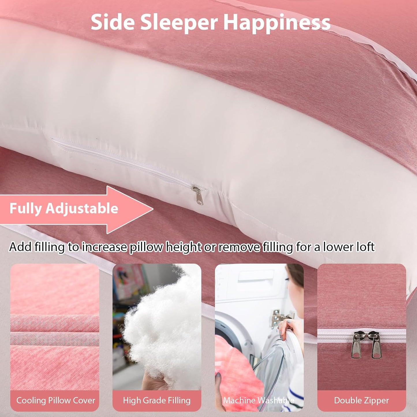 BATTOP Pregnancy Pillow for Sleeping,Maternity Pillow with Cooling Removable Cover,Support for Back,Legs,Belly,HIPS for Pregnant Women,Body Pillows for Adults,Pregnancy Must Haves