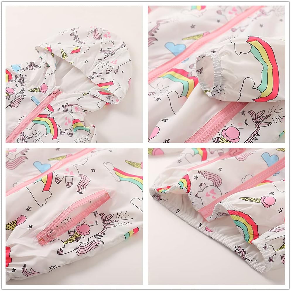 WELAKEN Lightweight Jacket for Girls Kids & Toddler II Girls' Print Water-Resistant Jacket