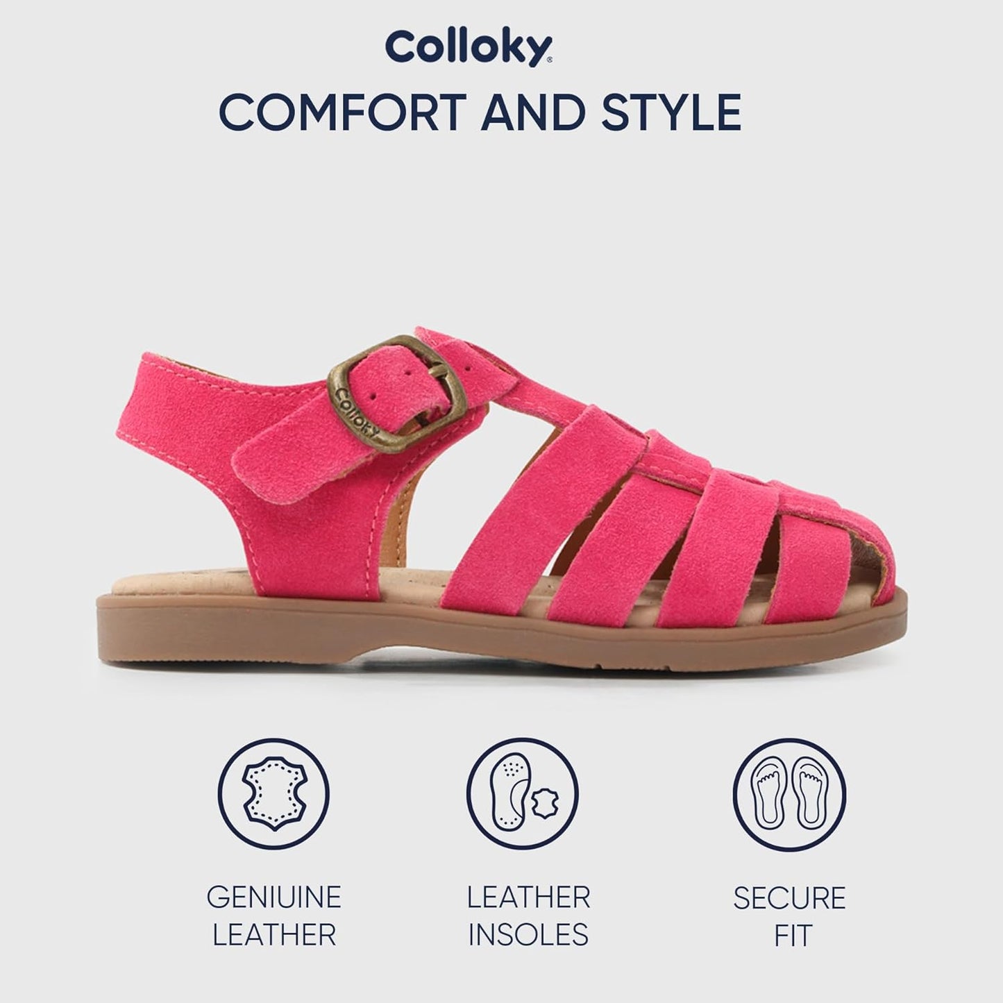 Toddler Girls Fisherman Buckle Sandals - Comfortable Summer Sandals with Closed Toe & Adjustable Strap for Daily Wear & Outdoor Play