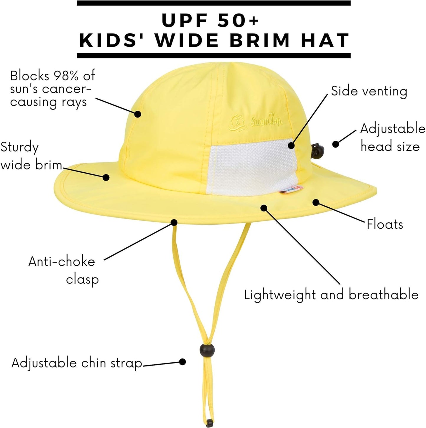 SwimZip Wide Brim Sun Hat | UPF 50+ Protection for Baby, Toddler, and Kids