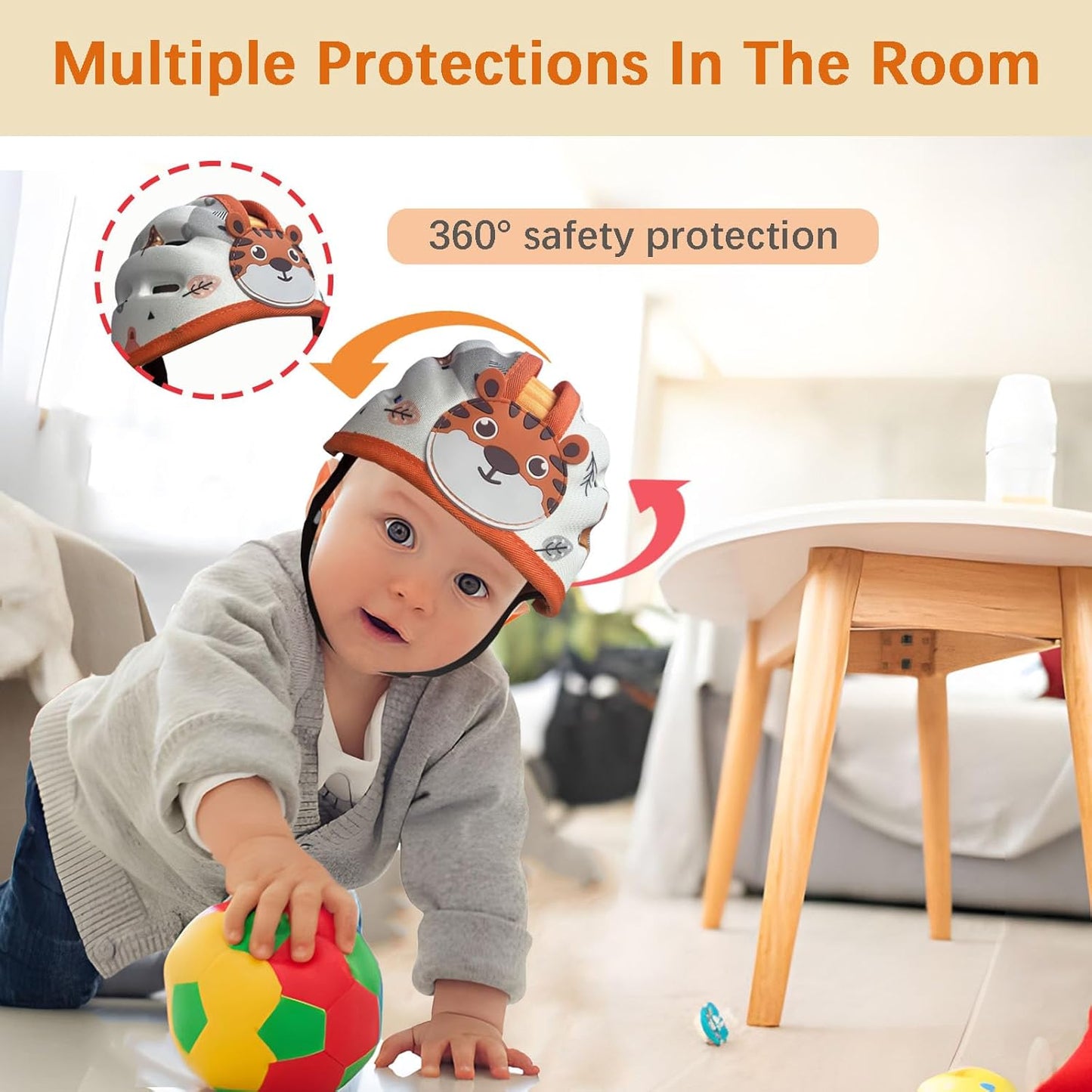 Baby Helmet for Crawing Walking,Soft Infant Safety Helmet,Baby Helmet 1-2 Years for Anti-Fall Head Protector,Adjustable, Breathable