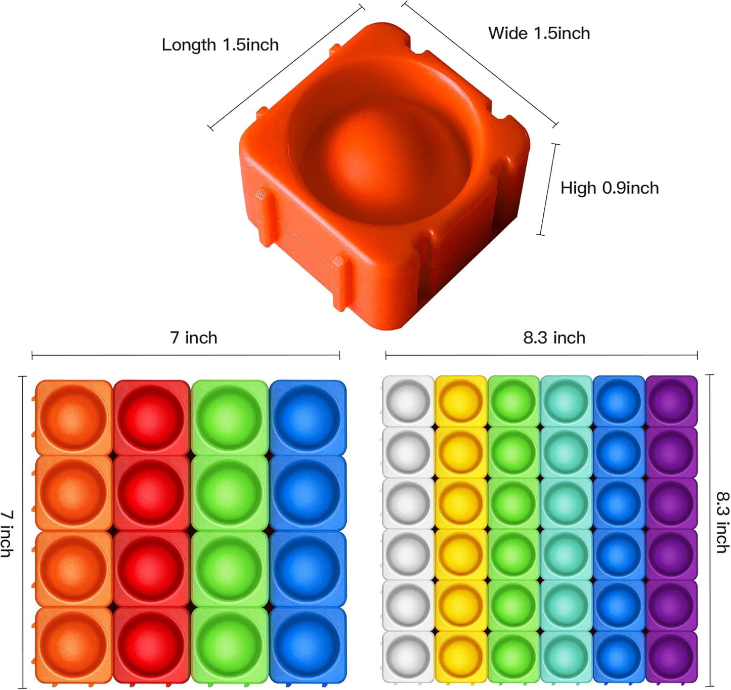 Giant Pop Blocks Bubble Premium Silicone Pop Fidget Blocks for Endless Joy and Education - Vibrant Pop Blocks for Imaginative Play and Puzzle Games-Toy Gift for Kids (16PCS)