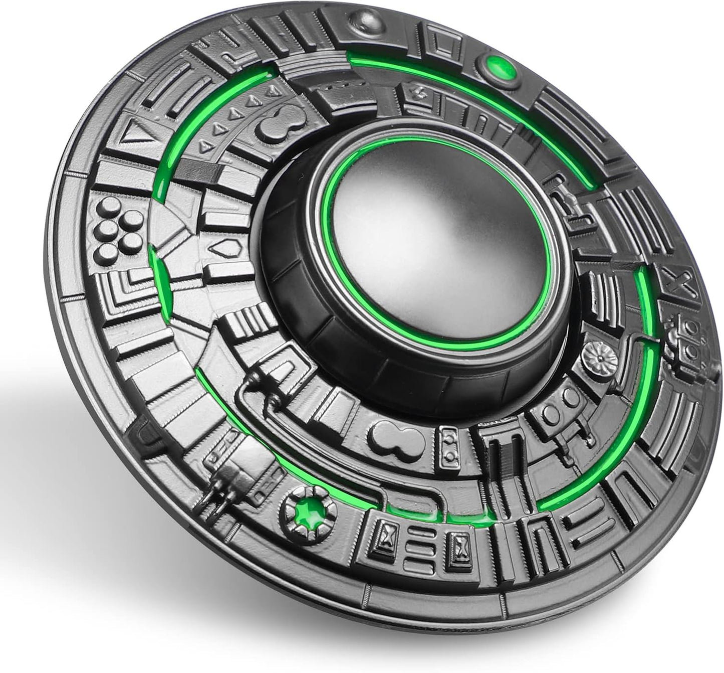 Cool Spaceship Fidget Spinners Metal, UFO Model Finger Hand Spinner, Anti Anxiety Stress Relief Toys Gift for Kids & Adults, Luminous Night Effects, Exclusive Desk Spinning Top for Office