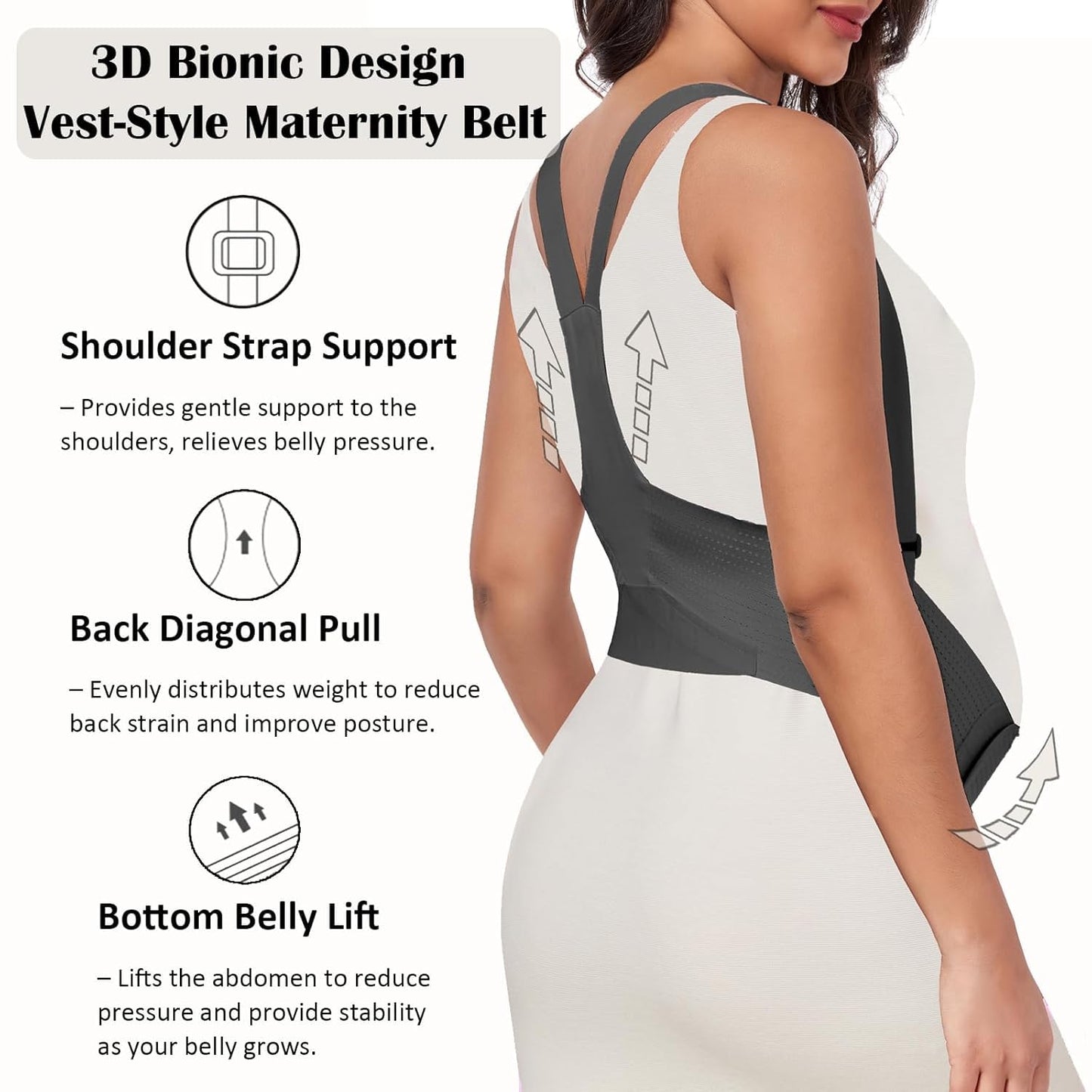 Pregnancy Belly Band for Pregnant Women Maternity Belly Band with Adjustable Straps Belly Support Bands - Maternity Belt, Black,M