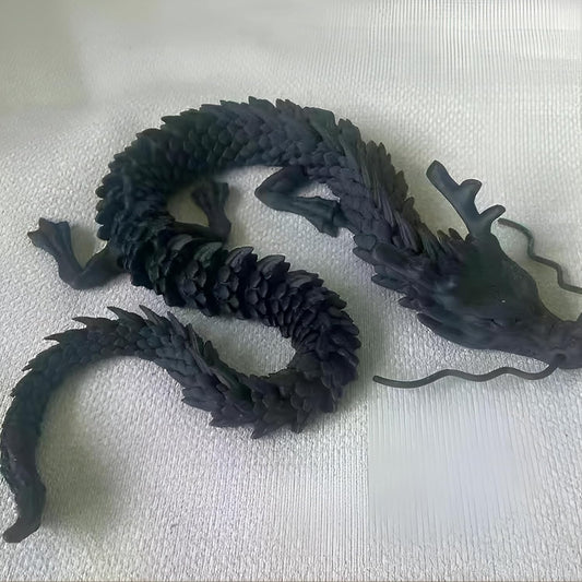 3D Printed Dragon Fidget Toy, 18in Surprise Mystery Dragon, Crystal Dragon Fidget Toy, Articulated Pye Dragon Fish/Display Cabinet/Home/Office Desktop Decor(Matte Black)