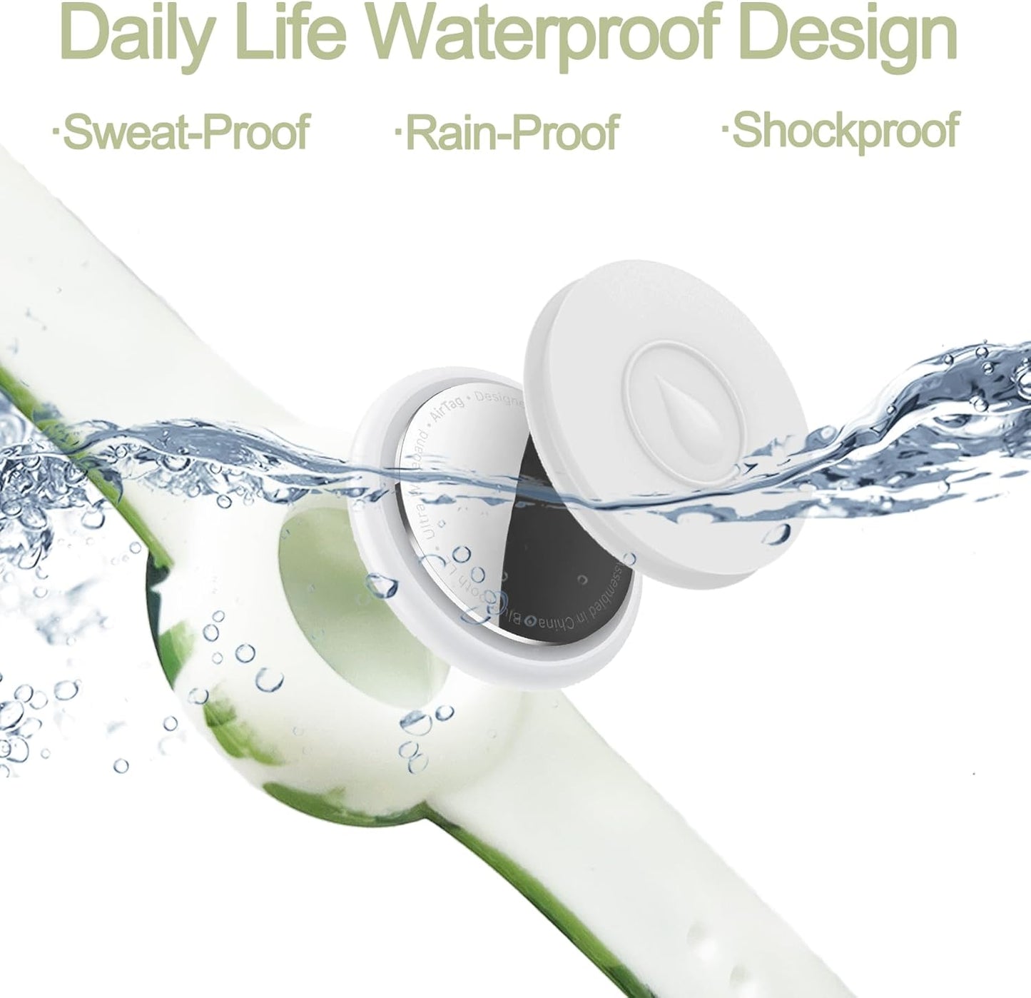 Waterproof AirTag Bracelet for Kids, Hidden Printed Wristband for Apple Air Tag, Silicone AirTag Holder GPS Tracker Case for Band for Child Toddler, Secure Anti-Lost Protection(Black)