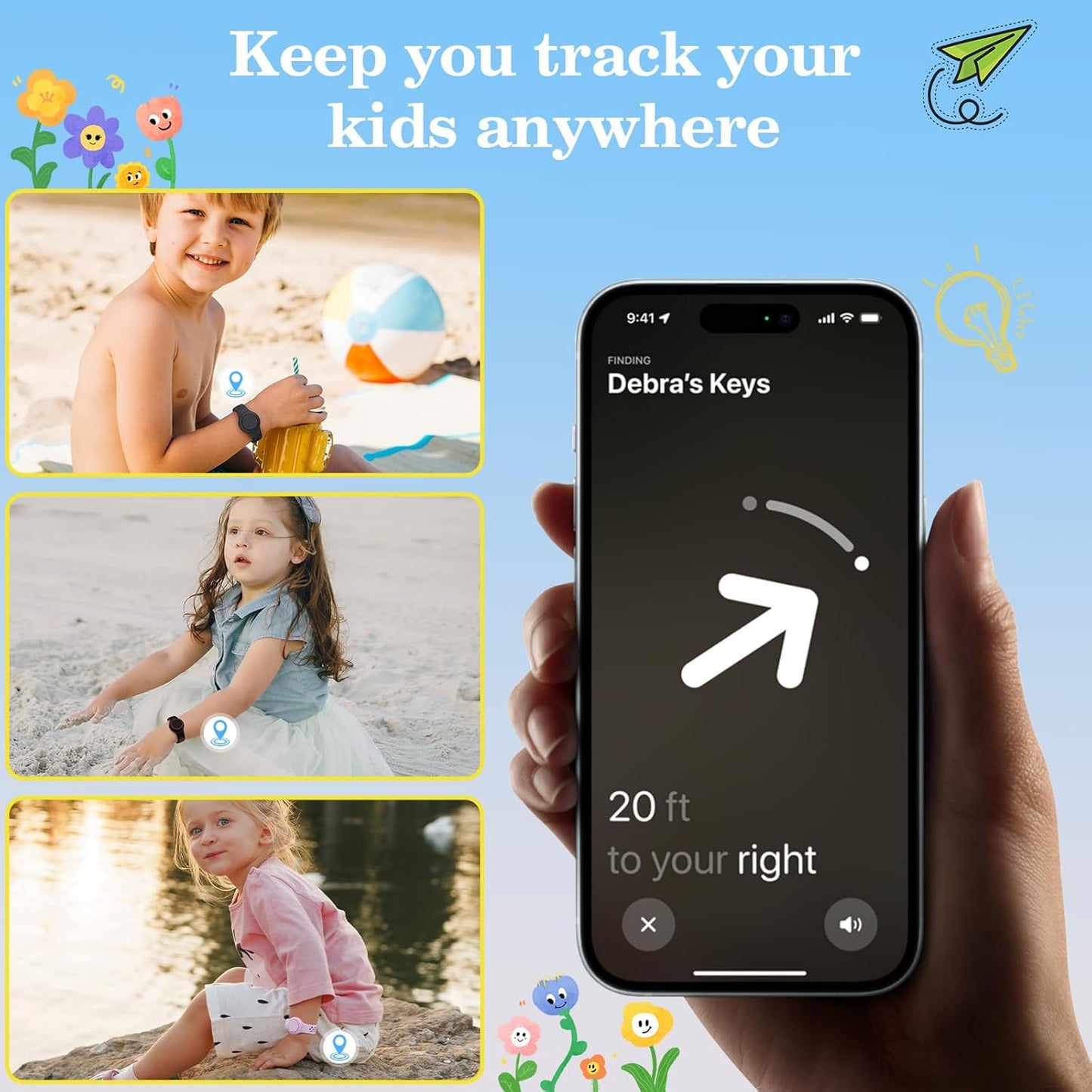 Waterproof Bracelets Compatible with AirTag for Kids, 2 Packs Silicone Holder with Hidden Cover Design Wristband Compatible with AirTag for Child, Breathable GPS Tracker Holder for Kids BYRED