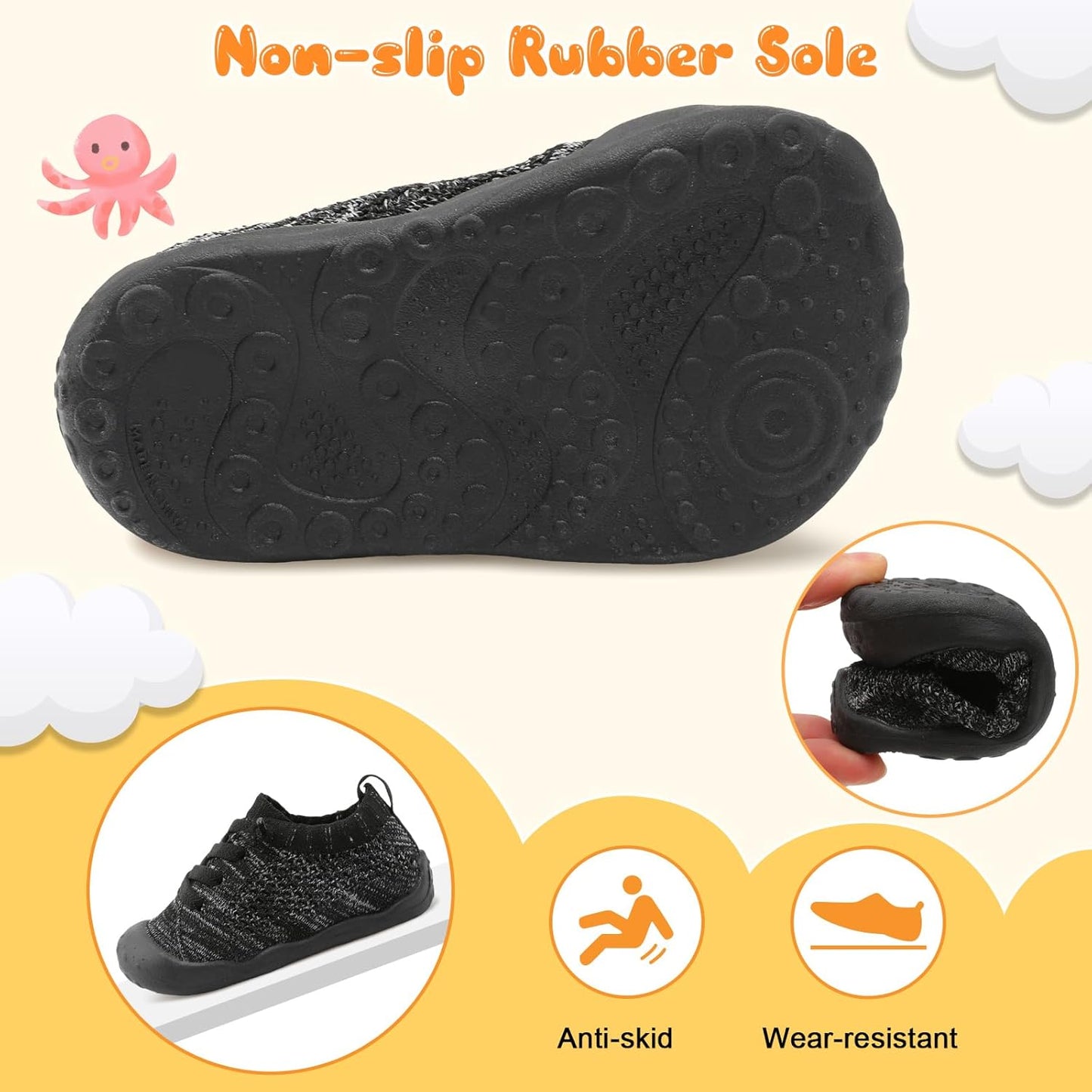 JIASUQI Baby Shoes for Toddler Boys Girls Sneakers Slip on Walking Shoes for Babies