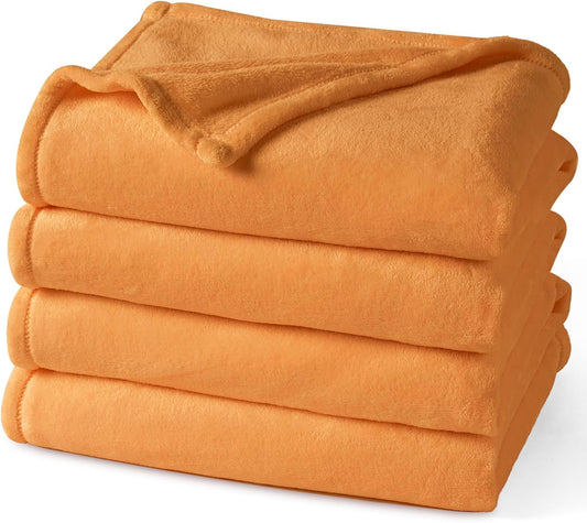 PHF Ultra Soft Fleece Blanket Queen Size, No Shed No Pilling Luxury Plush Cozy 300GSM Lightweight Blanket for Bed, Couch, Chair, Sofa Suitable for All Season, 90" x 90", Pumpkin Orange