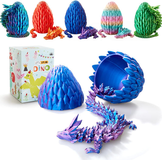 Dragon Egg,15in Crystal Dragon,Surprise Egg,Articulated Dragon,3D Printed Gift Toy,Fidget Toys for Autism/ADHD, Executive Desk Toys,Home Office Decor (Laser Purple)