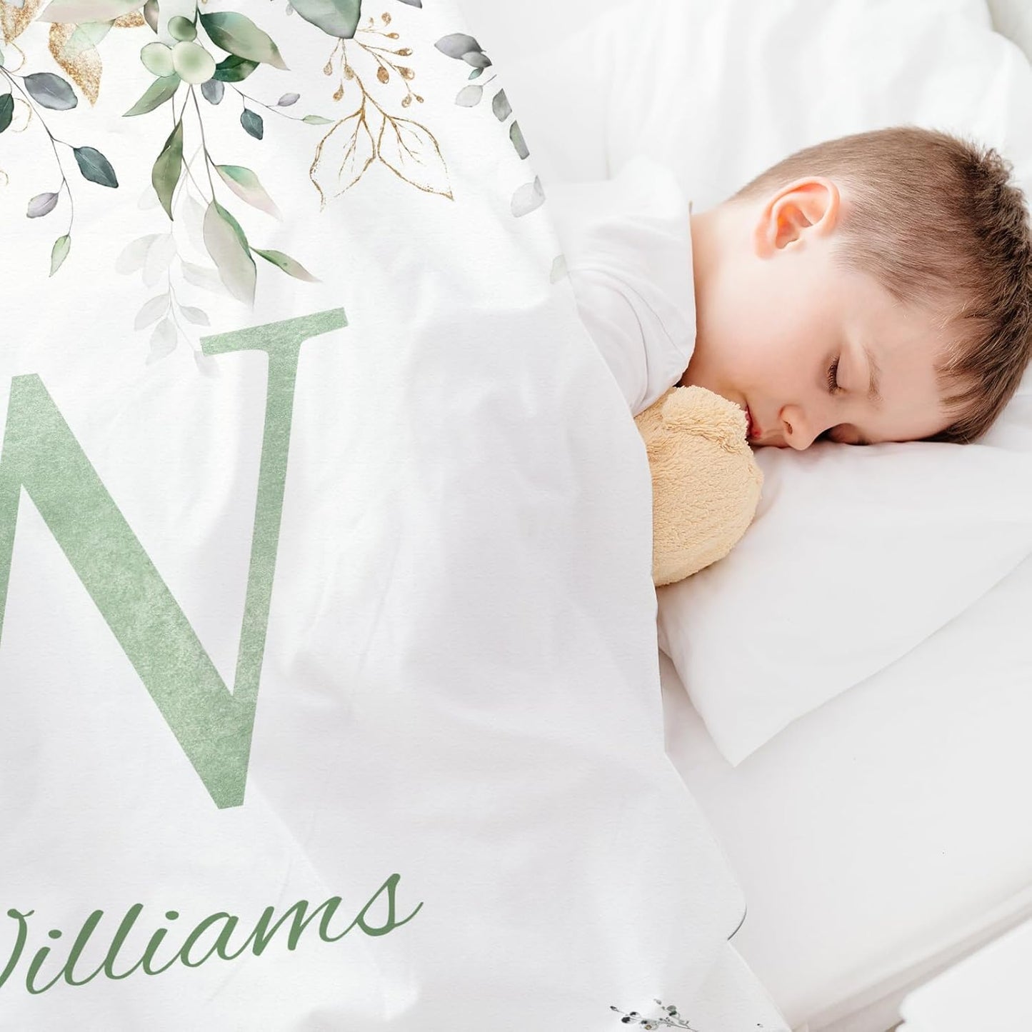 Personalized Baby Blanket with Name, Custom Floral Name Blanket Toddler Girls Soft Flannne Swaddling Blankets Customized Memorial Gift from Nana for Infant Newborn Shower