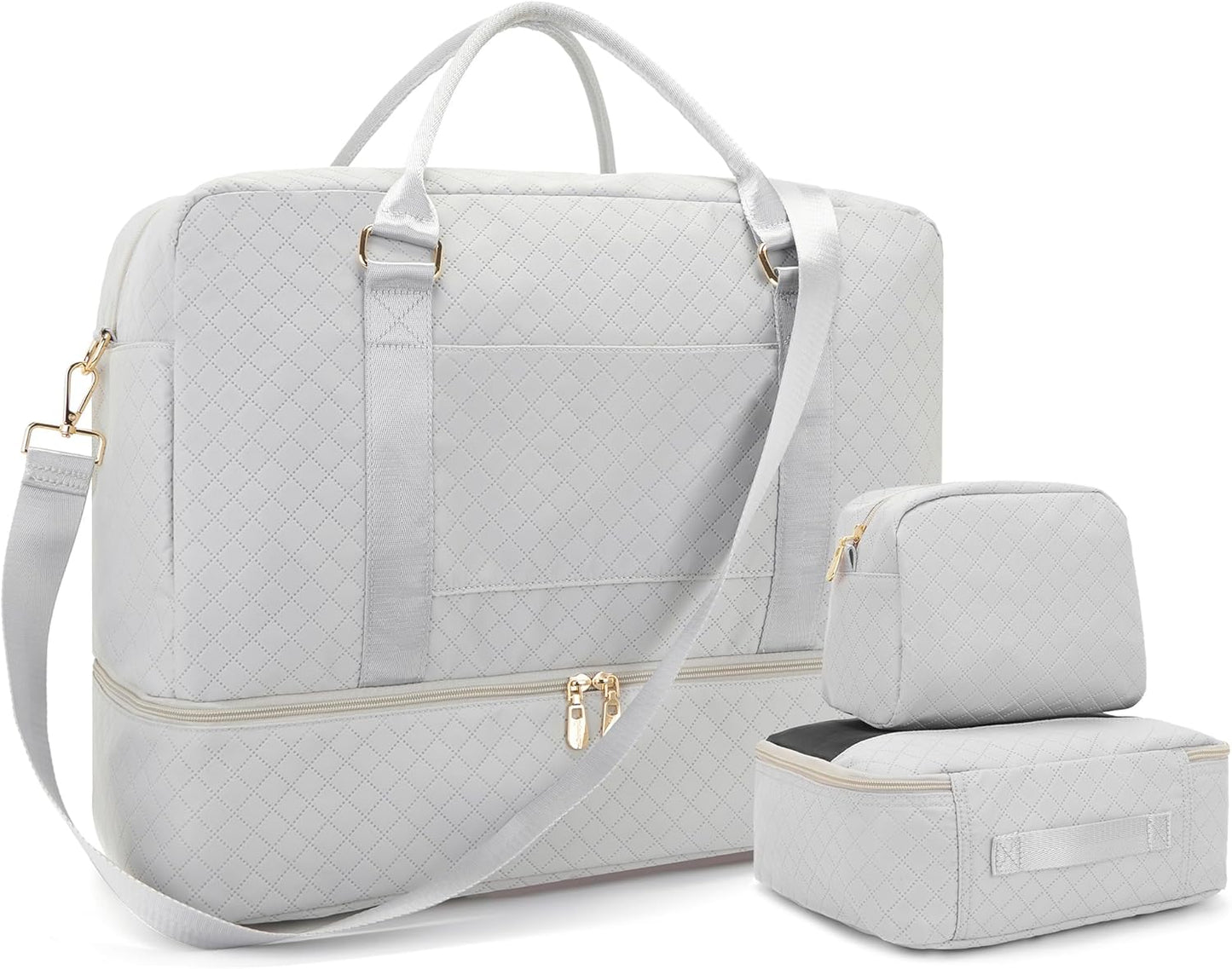 Soperwillton Women Travel Duffel Bags Carry On Overnight Bag with Shoe Compartment & Toiletry Pouch Gym Bag with Wet Pocket