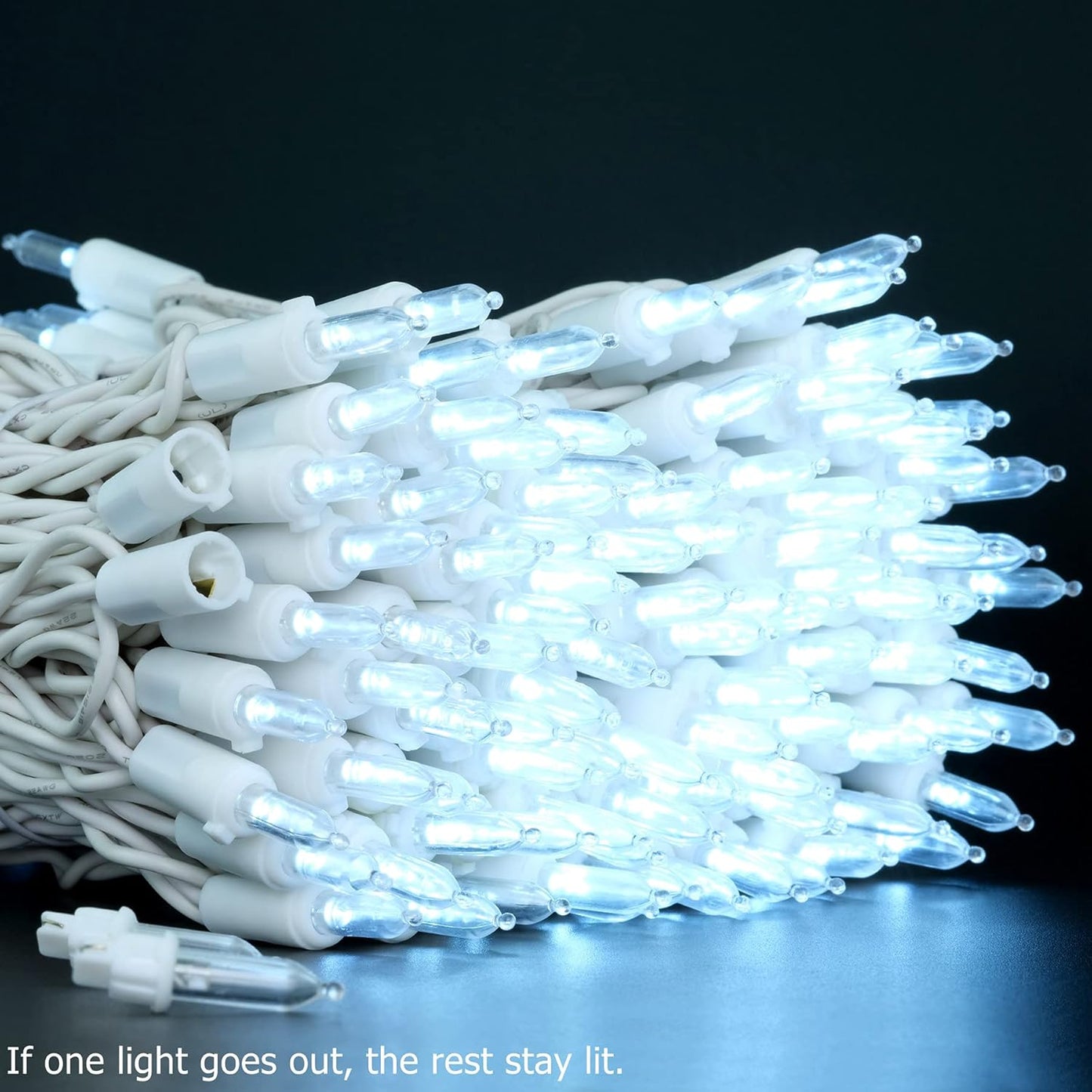 YULETIME 200 White LED Christmas Lights with White Wire, Pack of 2 Strands 33 Feet 100 Lights UL Certified Holiday String Light Set