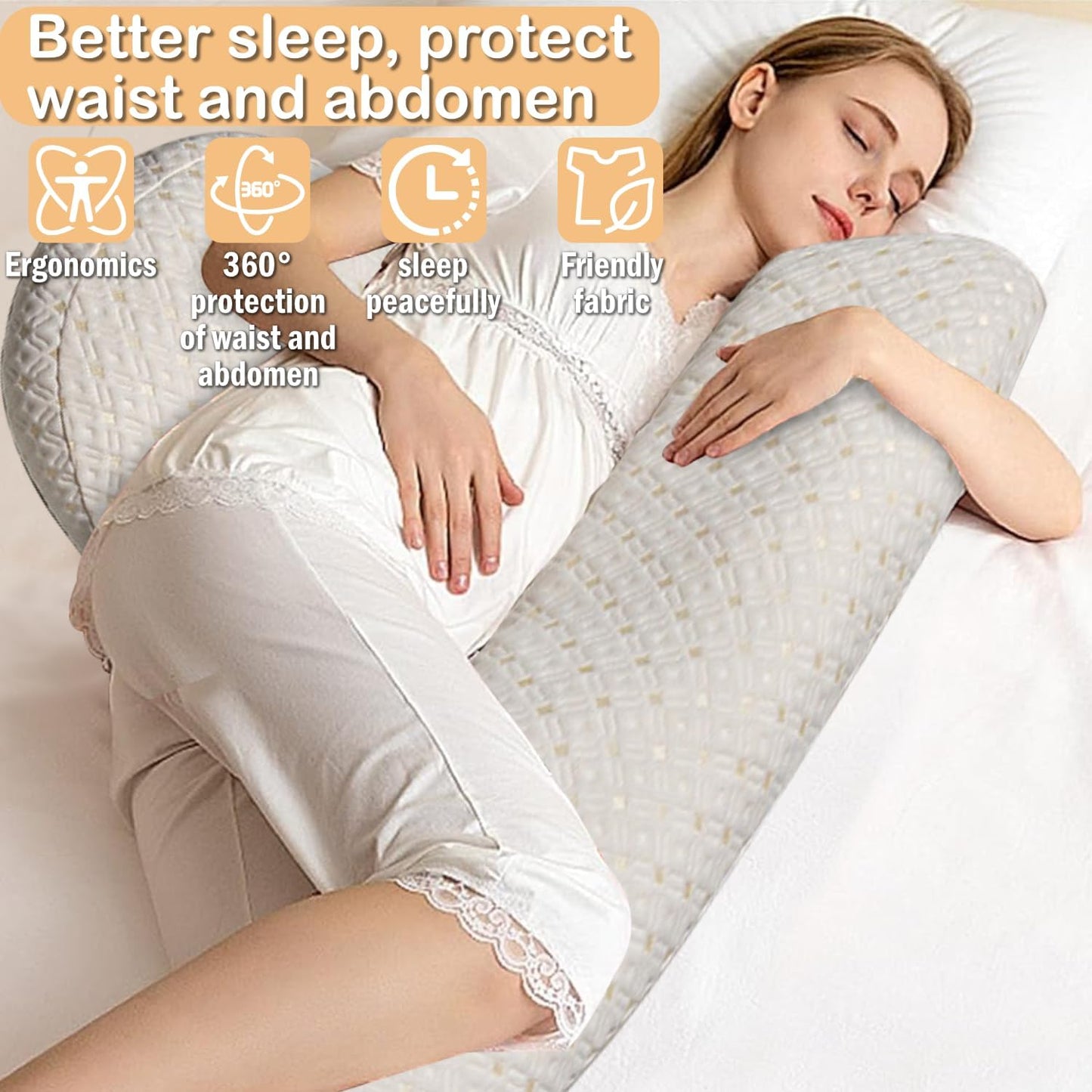 Pregnancy Pillow for Pregnant Women, Soft Maternity Pillow with Detachable & Adjustable, Pillow with Pillow Cover - Support for Back, HIPS, Legs