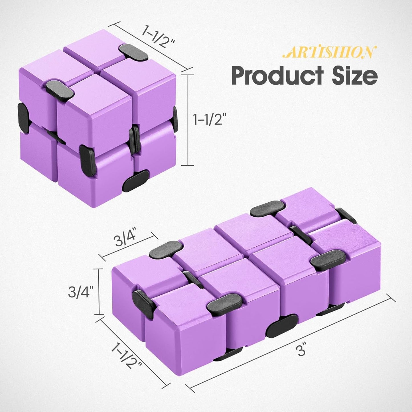 Fidget Cube, Durable Nylon Infinity Desk Toy, Skin-Friendly Handheld Gadget, Mini Stress-Relief Adult Fidget Toy for Anxiety Alleviation（Lightweight/Purple）