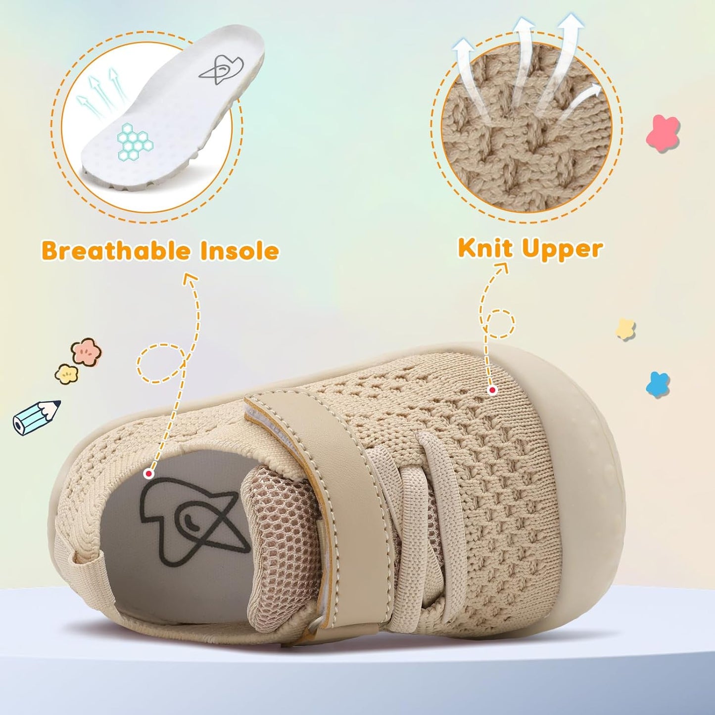 LeIsfIt Baby Shoes Girls Boys First Walking Shoes Infant Sneakers Crib Shoes Lightweight Non-Slip Shoes