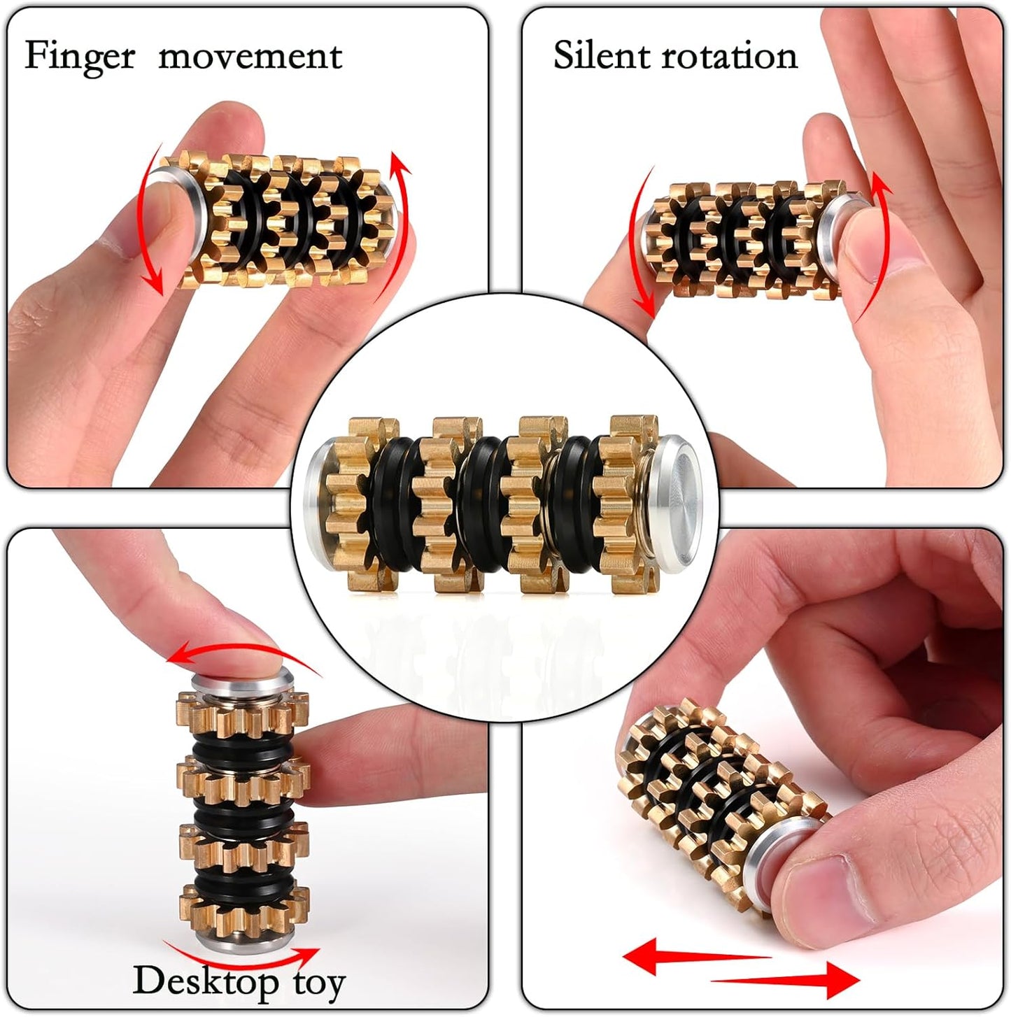 Fidget Toy Set, Metal Gear Fidget Toy, Gear Metal Fidget Spinner , Adult Fidget Spinner for Anxiety Relief Therapy, Steampunk Mechanical Sense.Fidget Pack Great Gift for Adults Teens Kids (4 in 1)