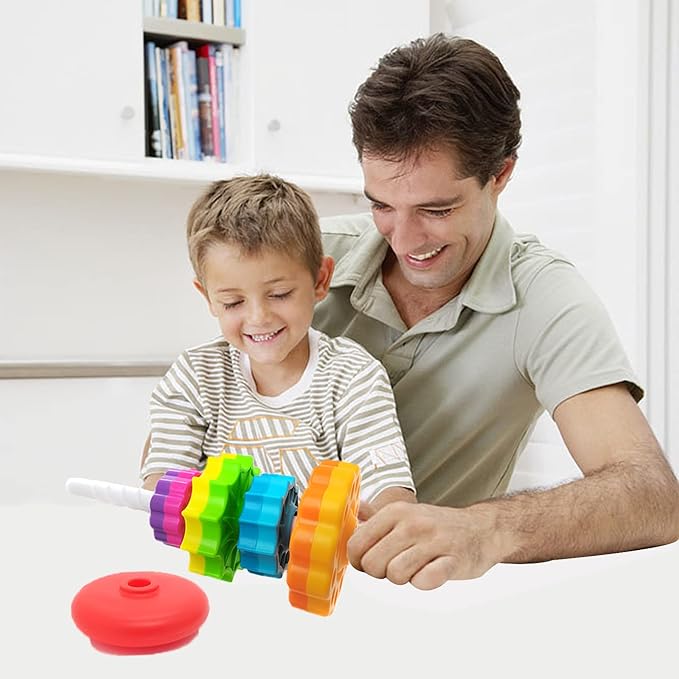 Spinning Stacking Toys, Educational Toddler Toy Stacking Rings Baby Toys, Montessori Toy for Girls and Boys, Spin Gears Christmas Birthday Gift for 1-3 Year Old