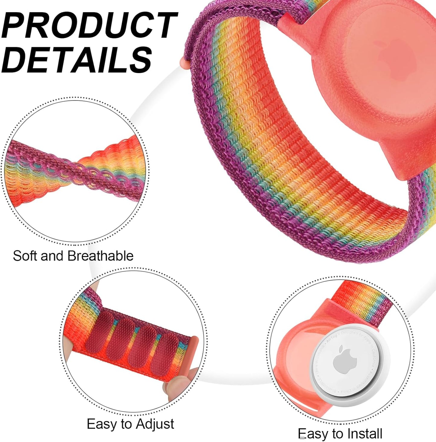 Vancle Kids Wristband for Apple AirTag, Protective Case for Air Tag GPS Tracker Holder with Nylon Bracelet, Adjustable Anti Lost Watch Band for Toddler Baby Children Elders