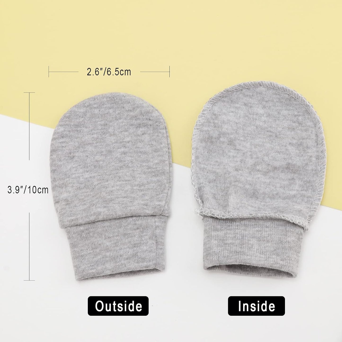 BQUBO Newborn Infant Toddler Mittens No Scratch Cotton Elastic Wrist Gloves Hypoallergenic for 0-6 Months Baby Boys Girls