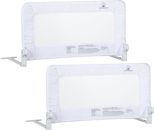 ComfyBumpy 2-Pack Bed Rail for Toddlers 35.5" L x 19.5" H | Toddler Bed Rails for Twin, Full & Toddler Mattress Size | Swing Down Rail Guard | Mattress Side Rail for Kids | White