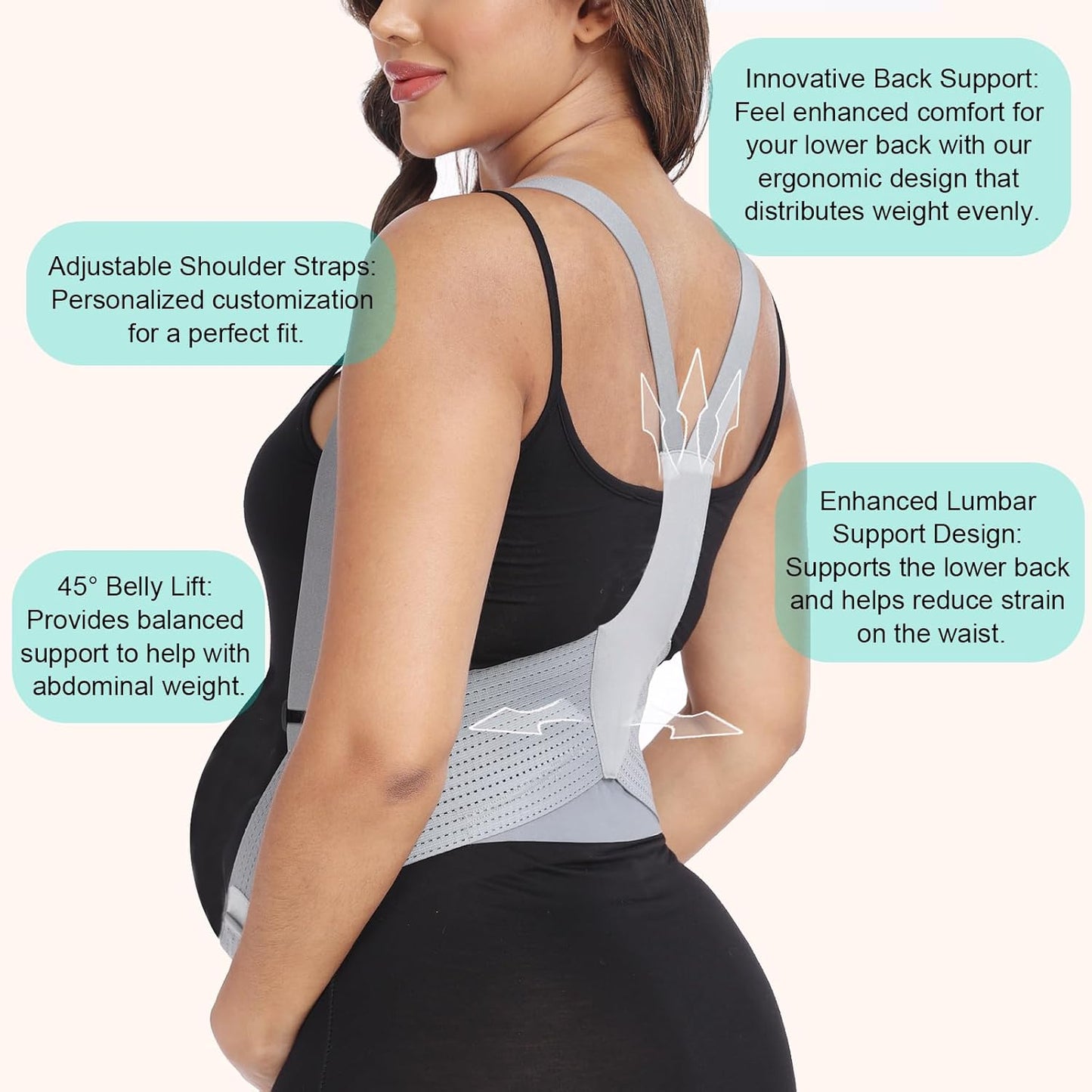 Belly Bands For Pregnant Women Maternity Belt Pregnancy Belly Support Band Adjustable Pregnancy Belt with Back Brace Straps (Gray, X-Large)