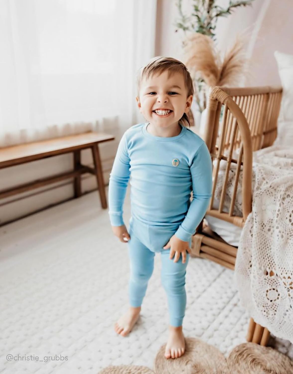 moimoln 6M-8Y Modal Cotton Solid Soft Breathable Baby Toddler Boys Girls Snug fit Pjs Long Sleeve Pajamas Set Sleepwear Daily