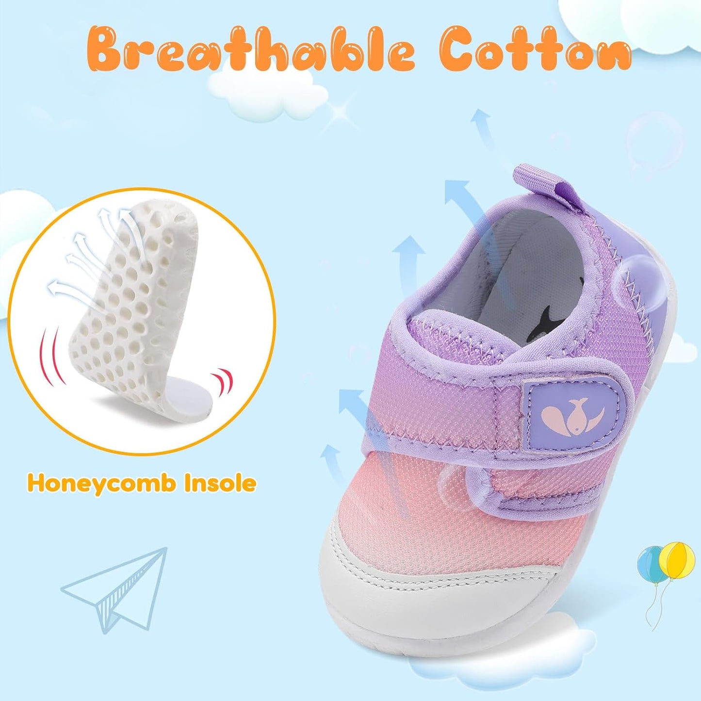 FEETCITY Baby First Walking Shoes Boys Girls Infant Sneakers Crib Shoes Breathable Lightweight Slip On Shoes