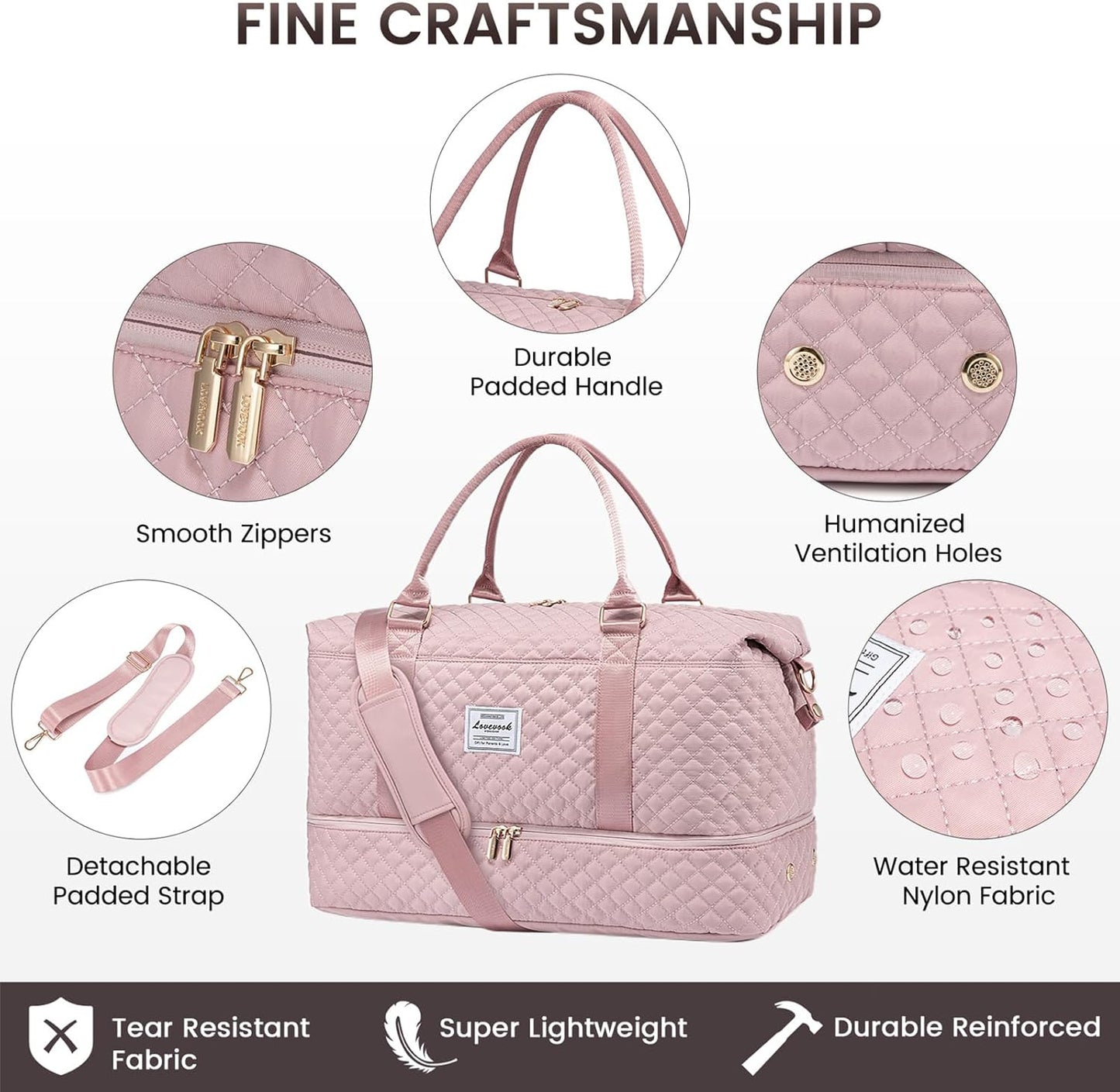 LOVEVOOK Travel Duffle Bag,Weekender Bags for Women with Shoe Compartment，Carry on Overnight Bag with Toiletry Bag,Gym Duffel Bag with Wet Pocket, Hospital Bags for Labor and Delivery