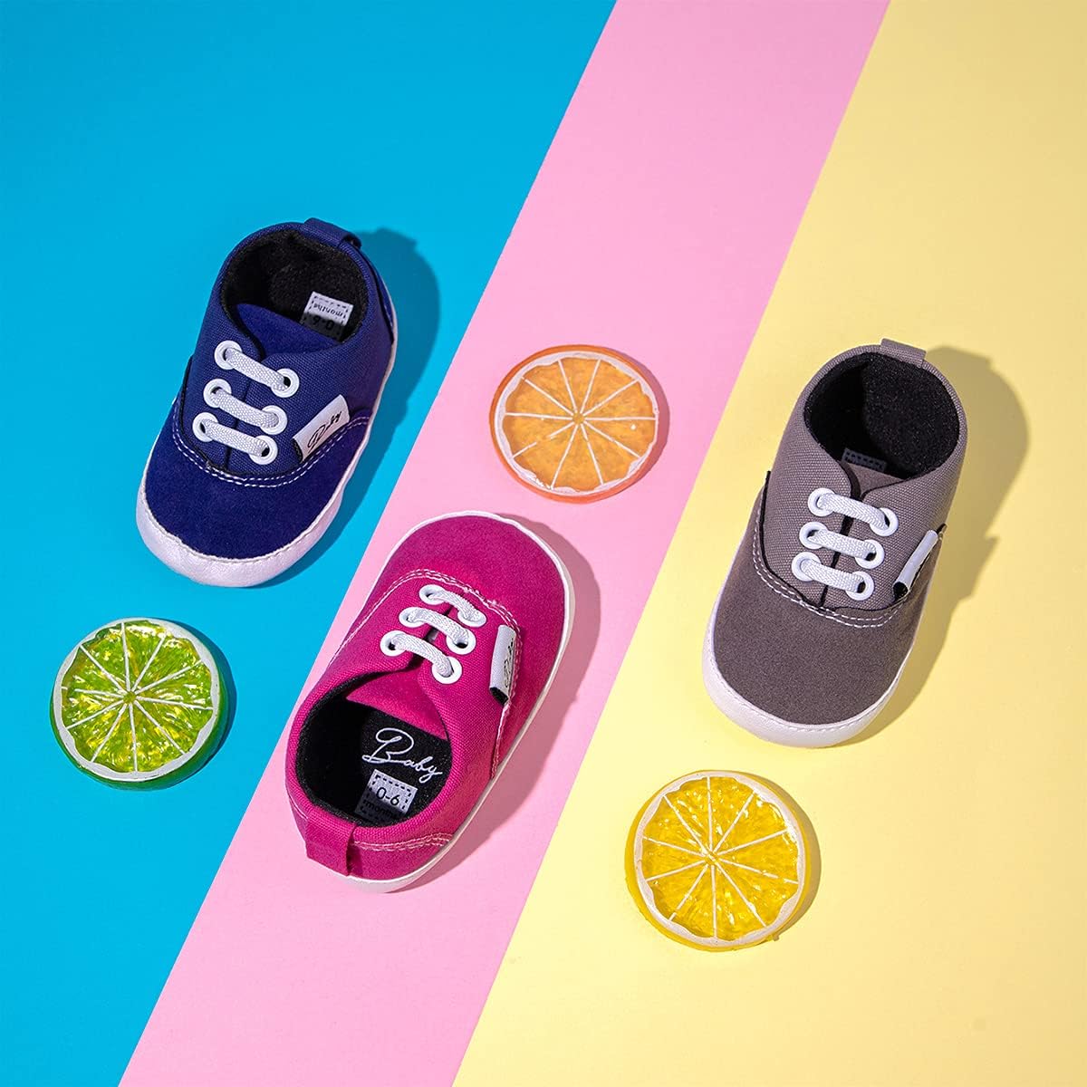 Morbido Infant Baby Boys Girls Canvas Sneaker Toddler Slip On Anti Skid Newborn First Walkers Candy Shoes for 0-18 Months