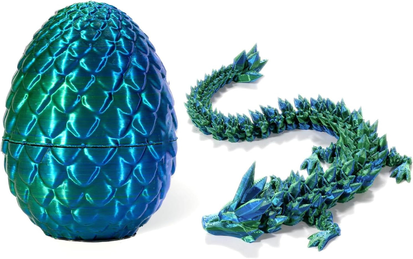 STONESTAR 3D Printed Dragon Fidget Toys, Full Articulated Dragon Crystal Dragon in Egg, Home Office Executive Desk Toys, 11" Dragon with 5" Egg (Laser Green)