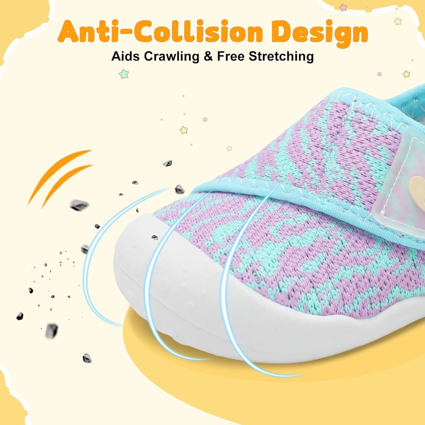 FEETCITY Baby First Walking Shoes Wide Baby Shoes Infant Sneakers Newborn Crib Shoe Barefoot Lightweight Slip On Shoe